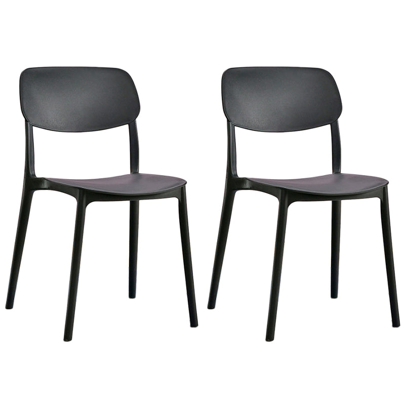 Scandinavian Stackable Armless Dining Chairs Plastic Open Back Dining Side Chair