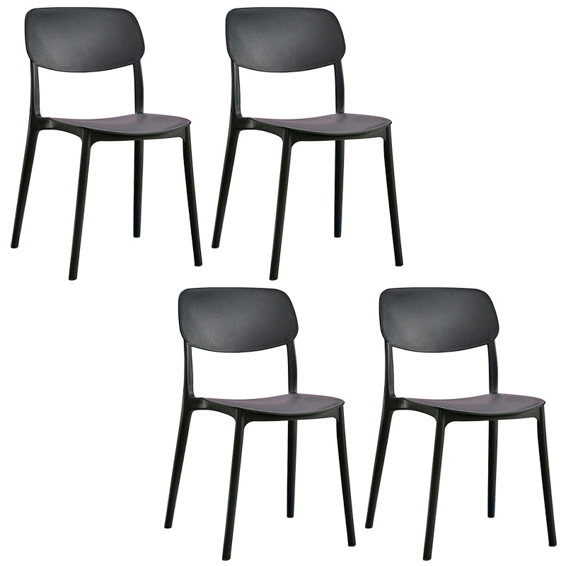 Scandinavian Stackable Armless Dining Chairs Plastic Open Back Dining Side Chair