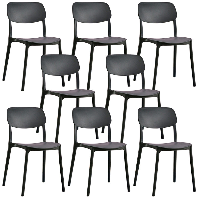 Scandinavian Stackable Armless Dining Chairs Plastic Open Back Dining Side Chair