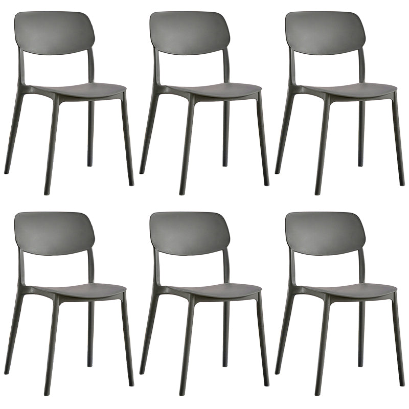 Scandinavian Stackable Armless Dining Chairs Plastic Open Back Dining Side Chair