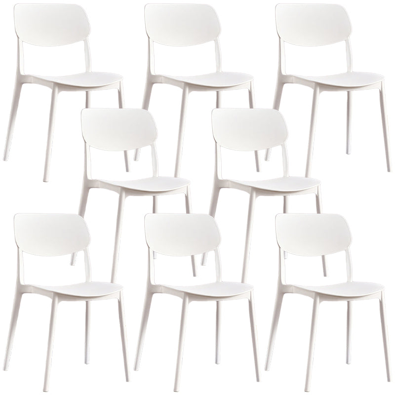Scandinavian Stackable Armless Dining Chairs Plastic Open Back Dining Side Chair