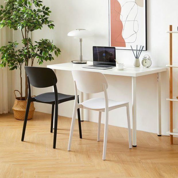 Scandinavian Stackable Armless Dining Chairs Plastic Open Back Dining Side Chair