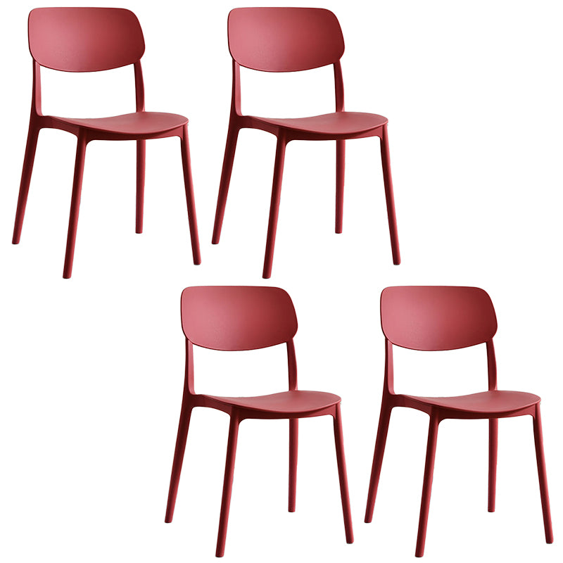 Scandinavian Stackable Armless Dining Chairs Plastic Open Back Dining Side Chair