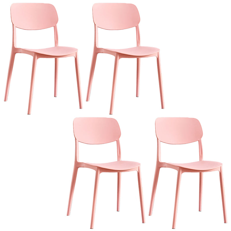 Scandinavian Stackable Armless Dining Chairs Plastic Open Back Dining Side Chair
