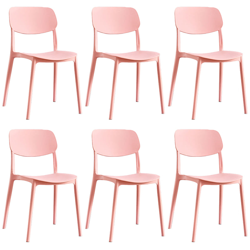 Scandinavian Stackable Armless Dining Chairs Plastic Open Back Dining Side Chair