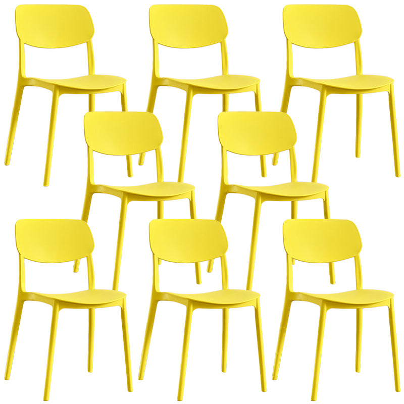 Scandinavian Stackable Armless Dining Chairs Plastic Open Back Dining Side Chair