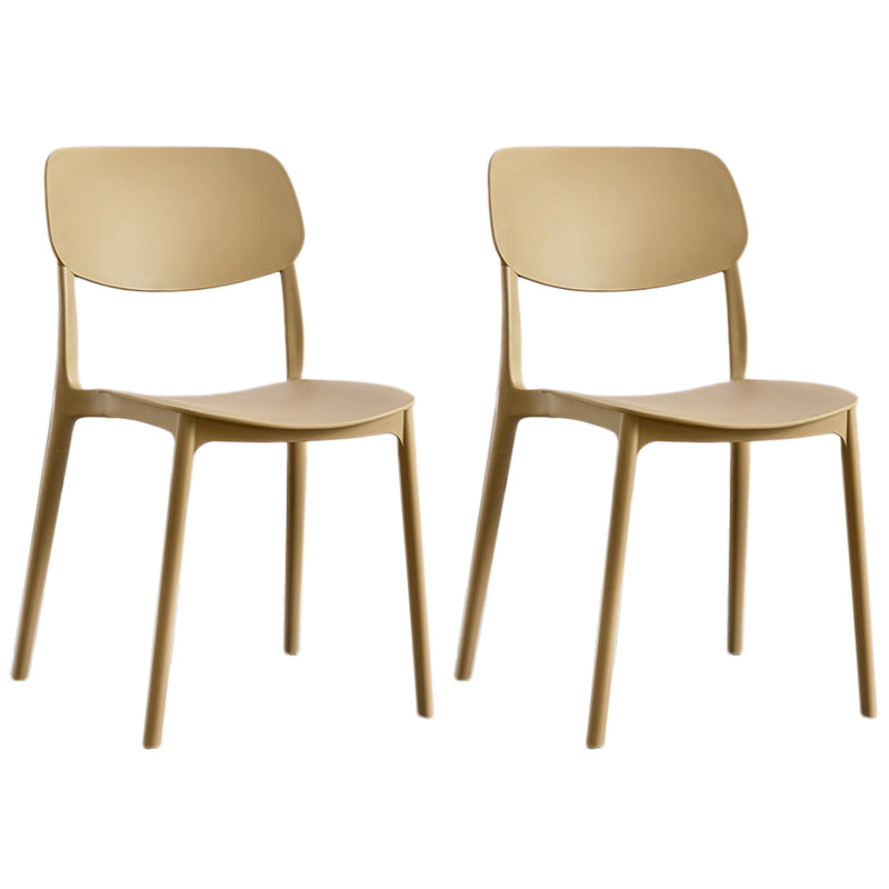 Scandinavian Stackable Armless Dining Chairs Plastic Open Back Dining Side Chair
