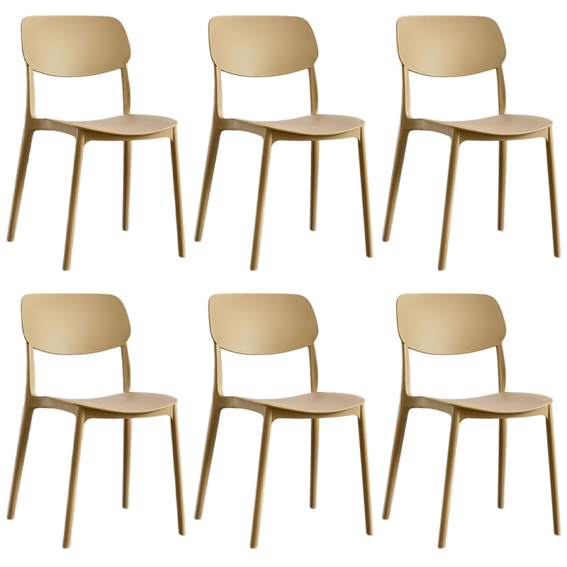 Scandinavian Stackable Armless Dining Chairs Plastic Open Back Dining Side Chair