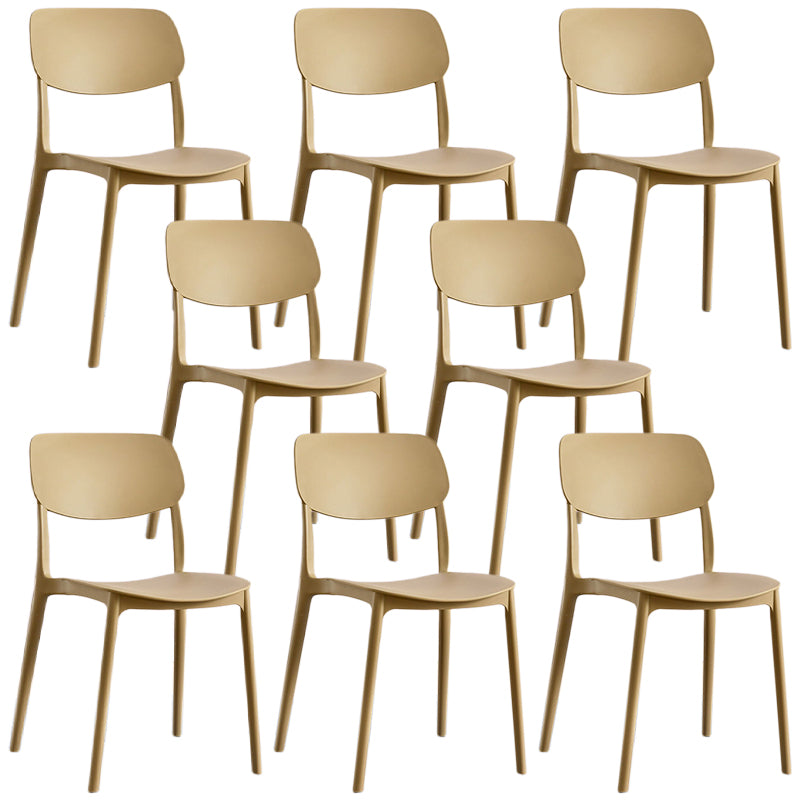 Scandinavian Stackable Armless Dining Chairs Plastic Open Back Dining Side Chair