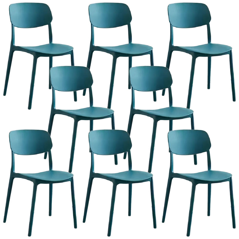 Scandinavian Stackable Armless Dining Chairs Plastic Open Back Dining Side Chair
