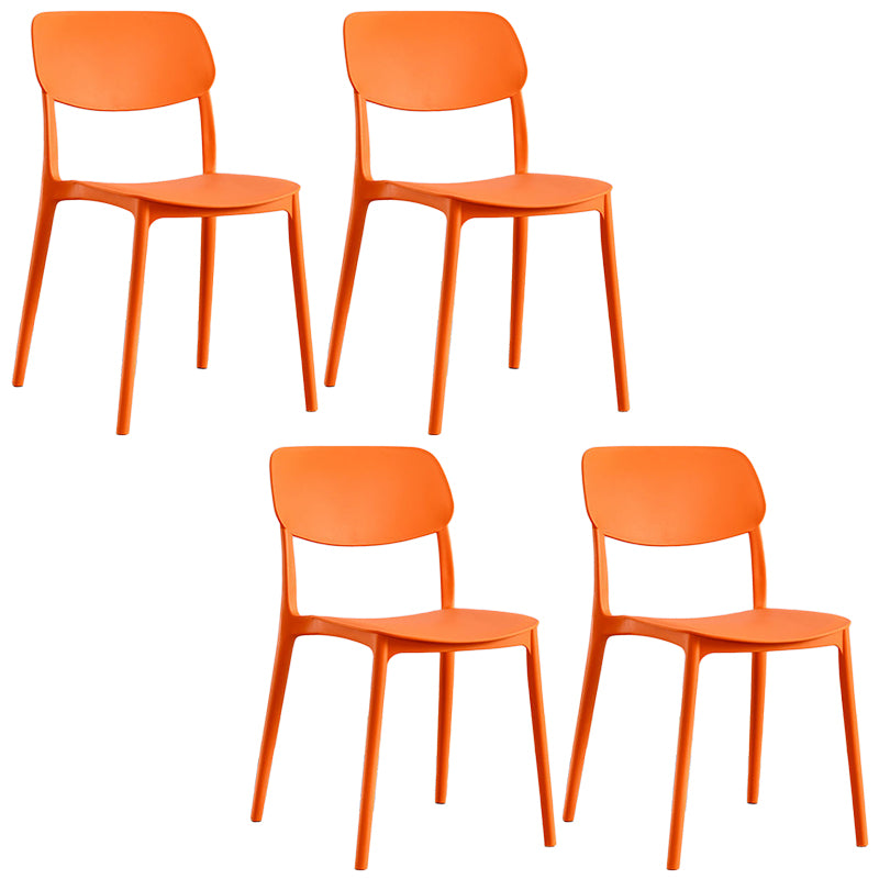 Scandinavian Stackable Armless Dining Chairs Plastic Open Back Dining Side Chair