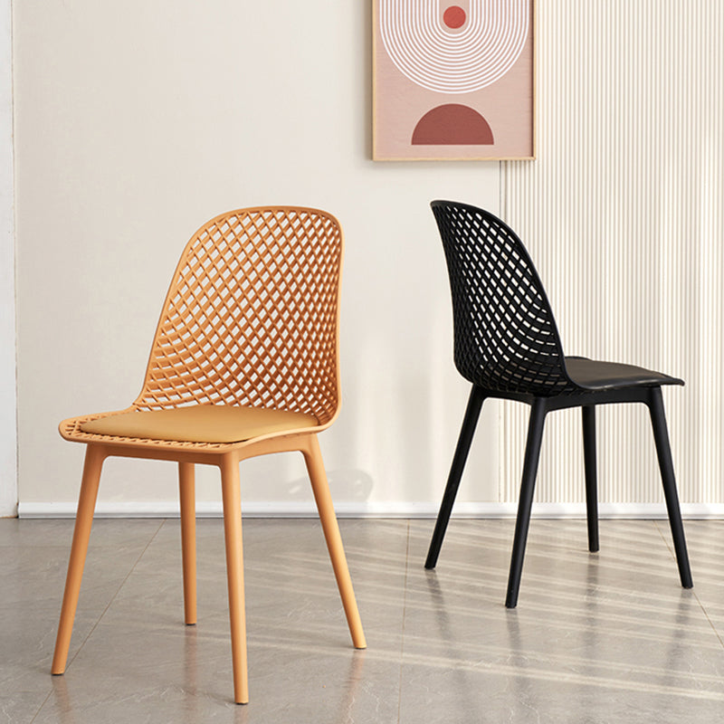 Contemporary Style Dining Chairs Armless Chairs with Plastic Legs for Home