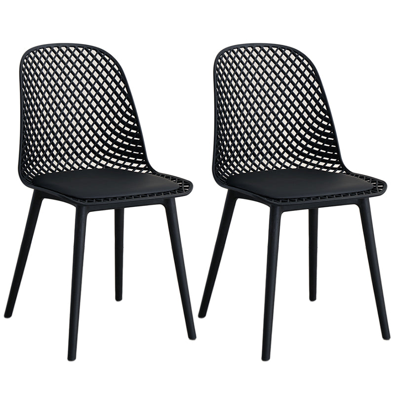 Contemporary Style Dining Chairs Armless Chairs with Plastic Legs for Home