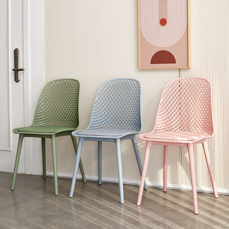 Contemporary Style Dining Chairs Armless Chairs with Plastic Legs for Home
