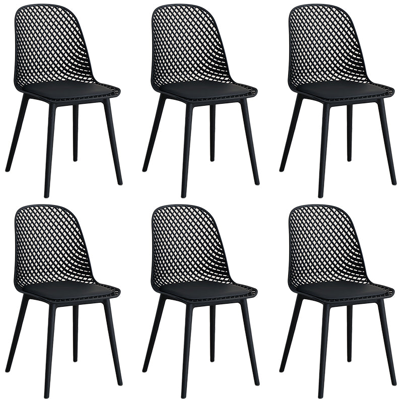 Contemporary Style Dining Chairs Armless Chairs with Plastic Legs for Home