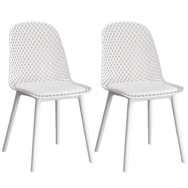 Contemporary Style Dining Chairs Armless Chairs with Plastic Legs for Home