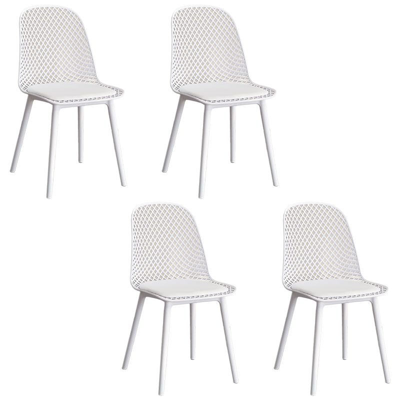 Contemporary Style Dining Chairs Armless Chairs with Plastic Legs for Home