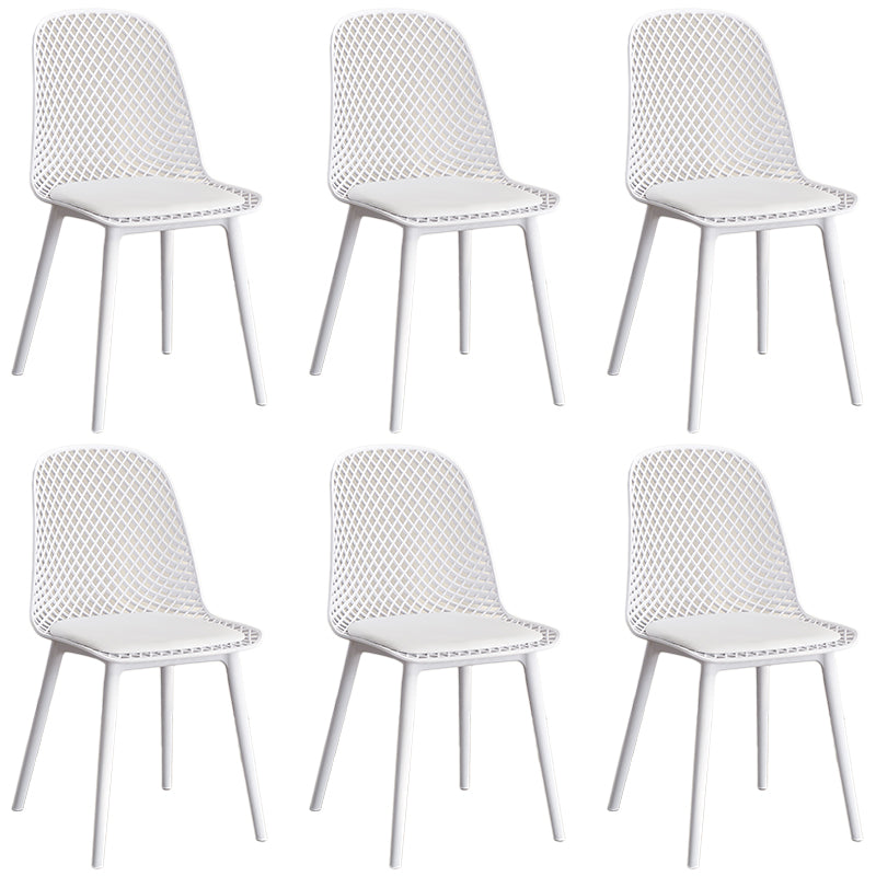 Contemporary Style Dining Chairs Armless Chairs with Plastic Legs for Home