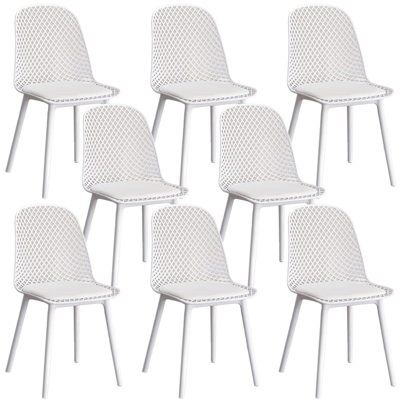 Contemporary Style Dining Chairs Armless Chairs with Plastic Legs for Home