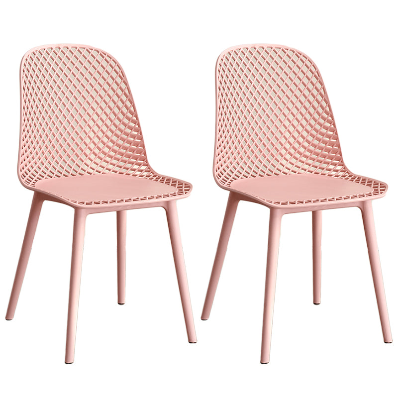 Contemporary Style Dining Chairs Armless Chairs with Plastic Legs for Home
