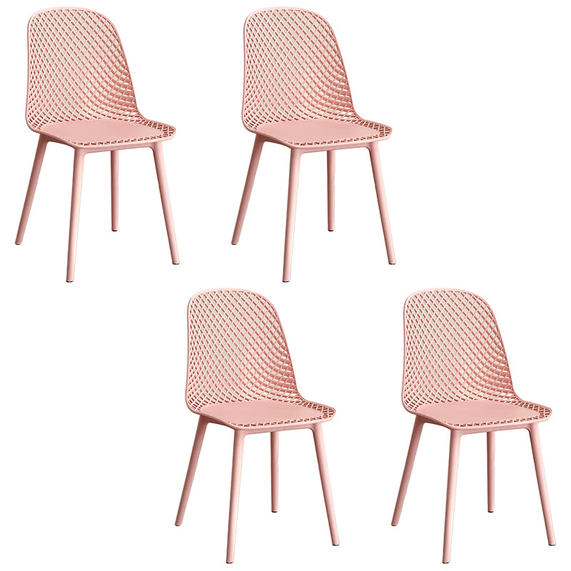 Contemporary Style Dining Chairs Armless Chairs with Plastic Legs for Home