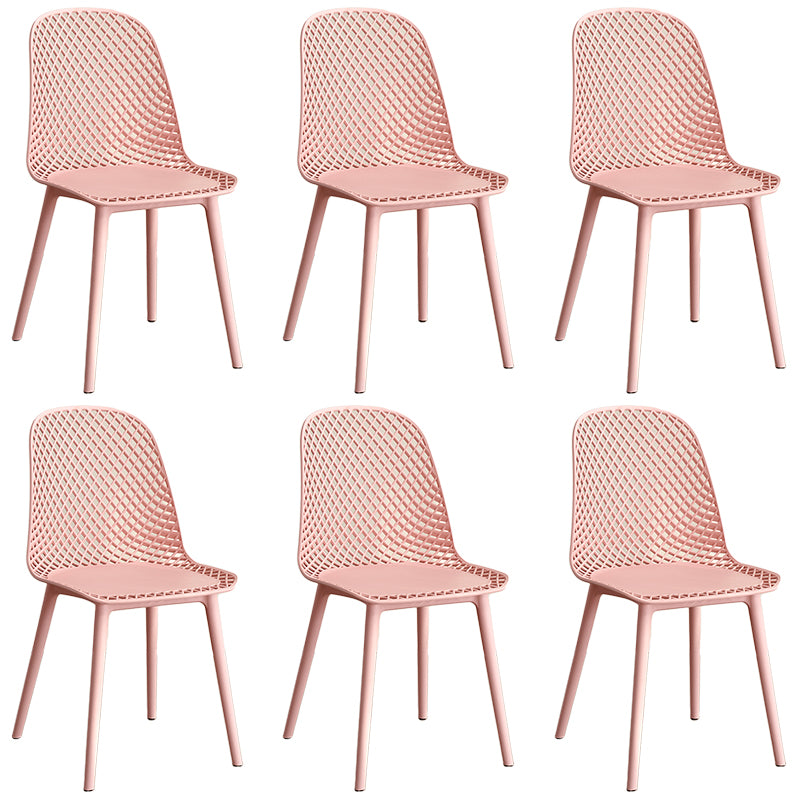 Contemporary Style Dining Chairs Armless Chairs with Plastic Legs for Home