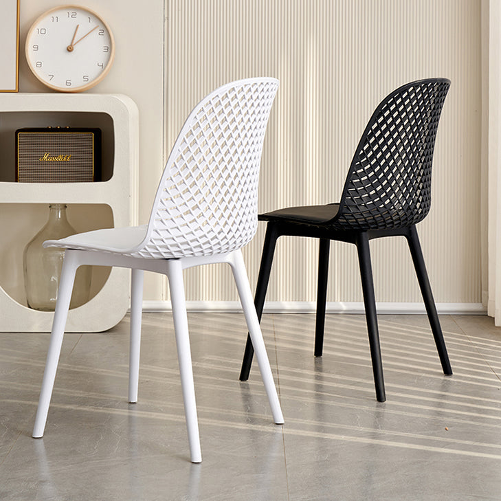 Contemporary Style Dining Chairs Armless Chairs with Plastic Legs for Home