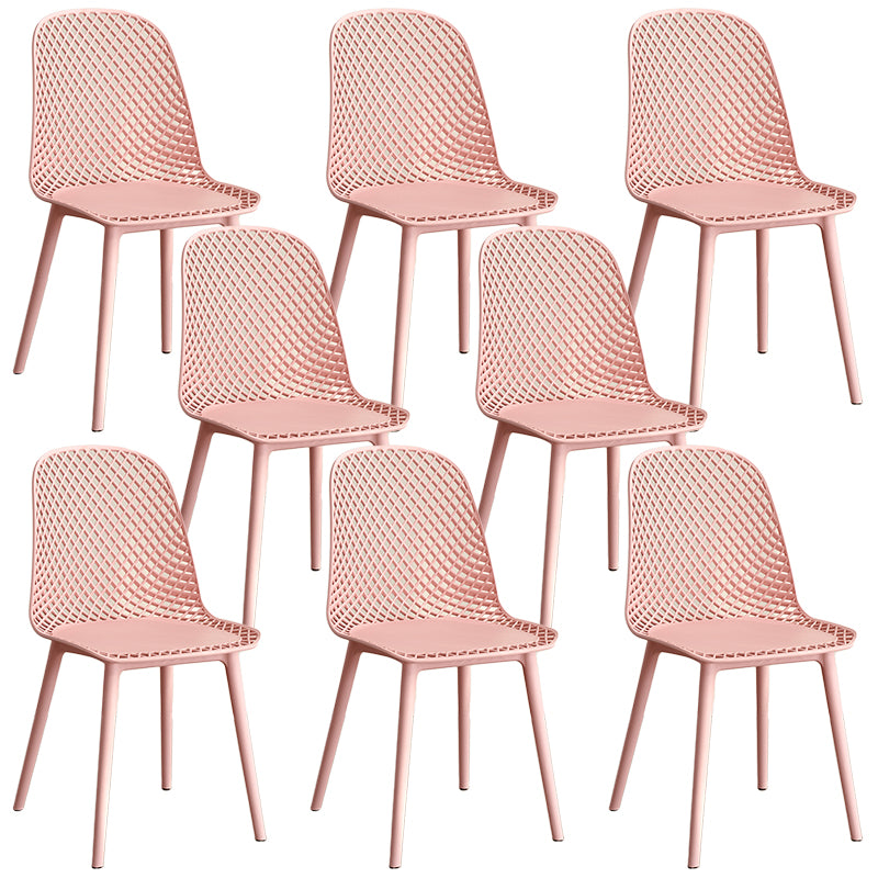 Contemporary Style Dining Chairs Armless Chairs with Plastic Legs for Home