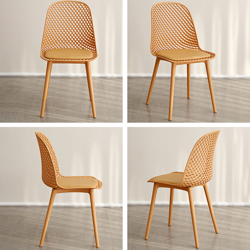 Contemporary Style Dining Chairs Armless Chairs with Plastic Legs for Home