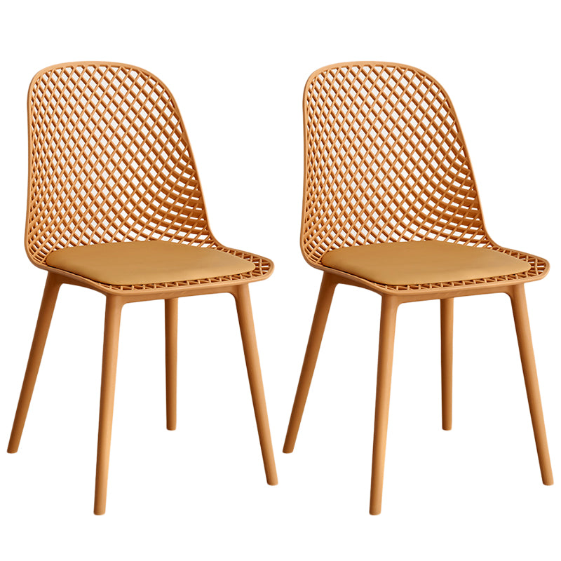 Contemporary Style Dining Chairs Armless Chairs with Plastic Legs for Home