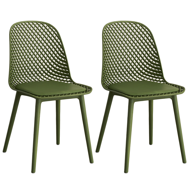 Contemporary Style Dining Chairs Armless Chairs with Plastic Legs for Home