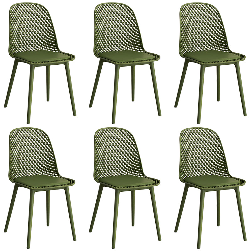 Contemporary Style Dining Chairs Armless Chairs with Plastic Legs for Home
