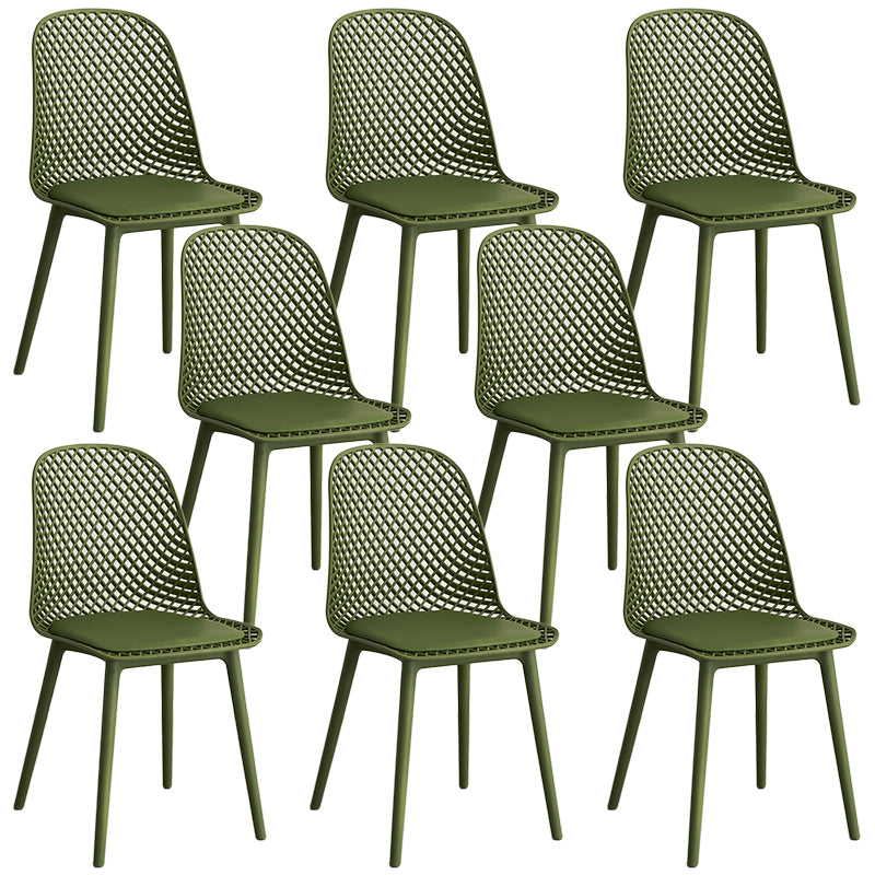 Contemporary Style Dining Chairs Armless Chairs with Plastic Legs for Home