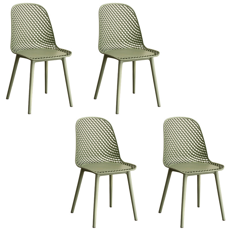 Contemporary Style Dining Chairs Armless Chairs with Plastic Legs for Home