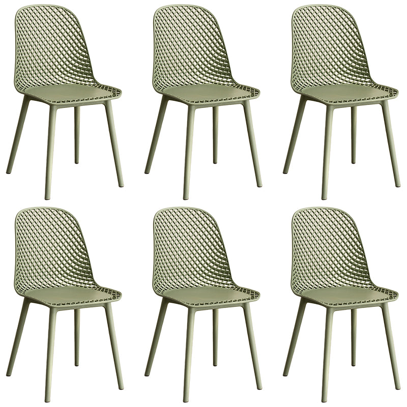 Contemporary Style Dining Chairs Armless Chairs with Plastic Legs for Home