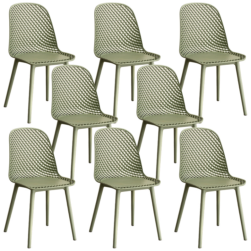 Contemporary Style Dining Chairs Armless Chairs with Plastic Legs for Home