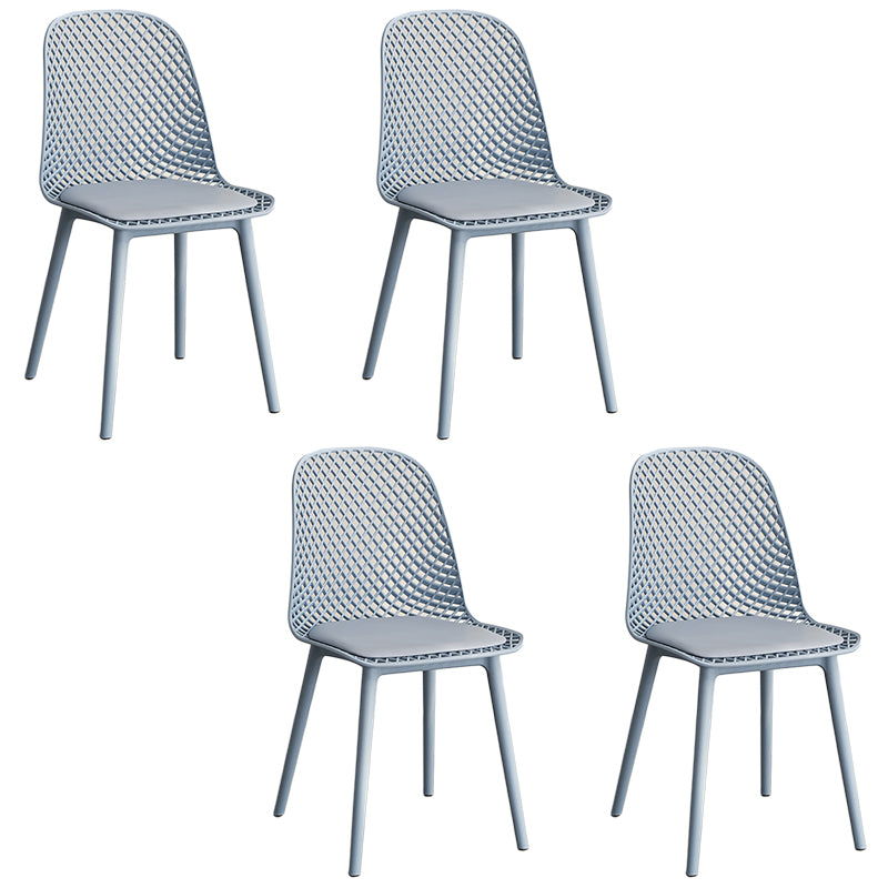 Contemporary Style Dining Chairs Armless Chairs with Plastic Legs for Home