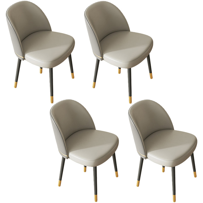 Glam Armless Dining Chairs Faux Leather Home Dining Side Chair