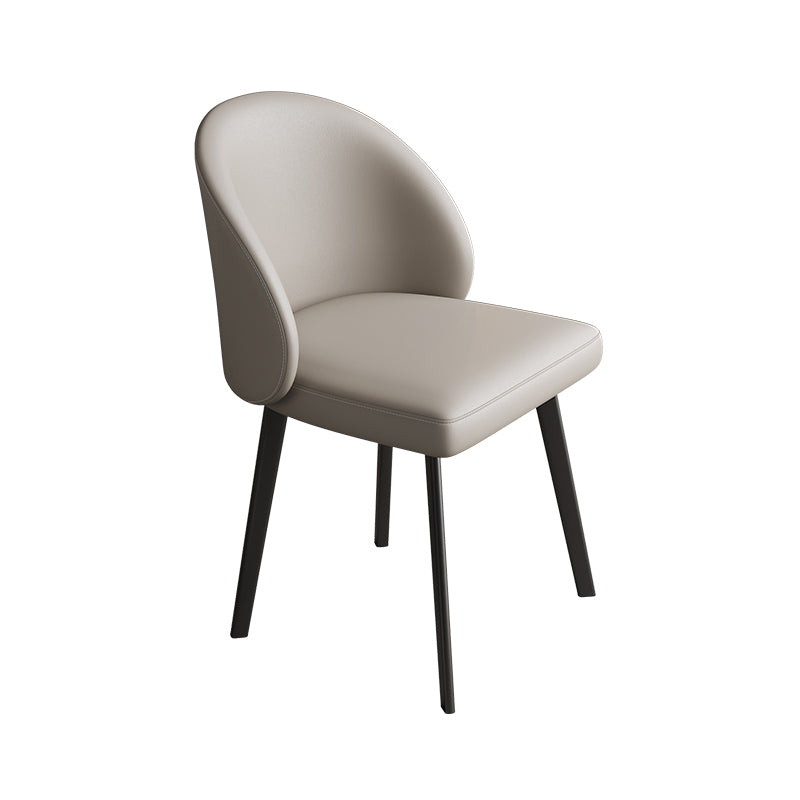 Modern Armless Dining Chairs Black Solid Wood and Metal Frame Side Chair