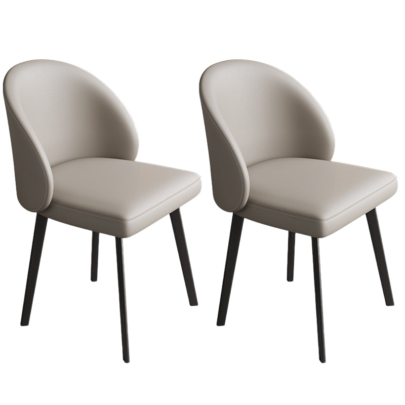 Modern Armless Dining Chairs Black Solid Wood and Metal Frame Side Chair