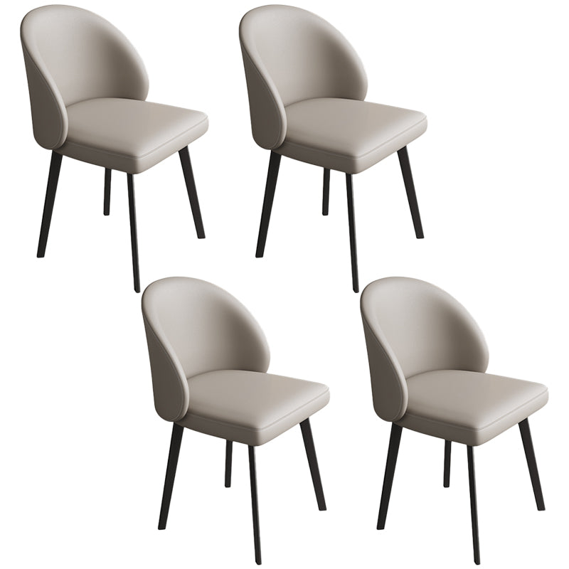 Modern Armless Dining Chairs Black Solid Wood and Metal Frame Side Chair
