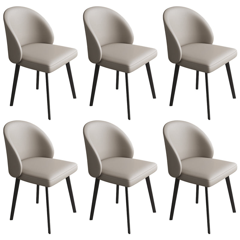 Modern Armless Dining Chairs Black Solid Wood and Metal Frame Side Chair