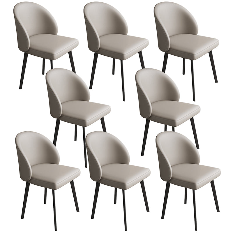 Modern Armless Dining Chairs Black Solid Wood and Metal Frame Side Chair