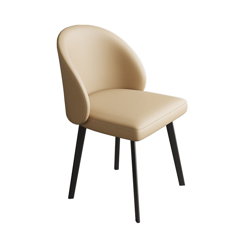 Modern Armless Dining Chairs Black Solid Wood and Metal Frame Side Chair
