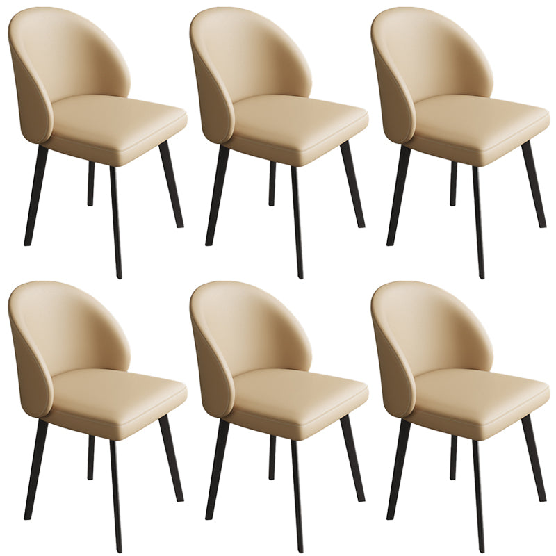 Modern Armless Dining Chairs Black Solid Wood and Metal Frame Side Chair