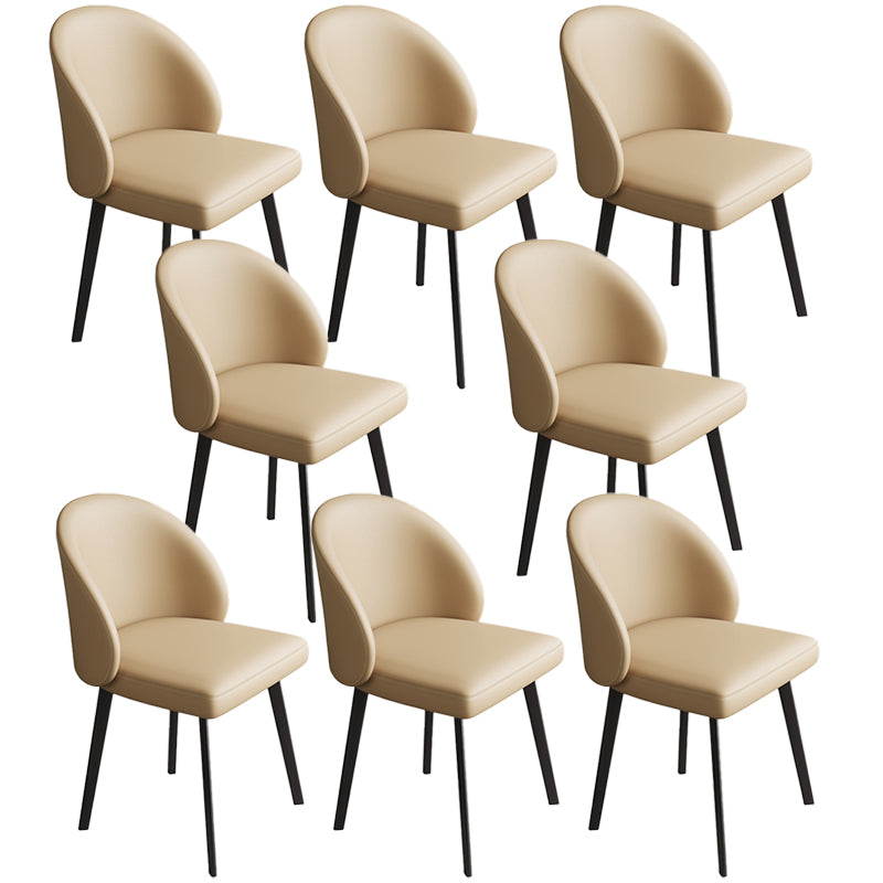 Modern Armless Dining Chairs Black Solid Wood and Metal Frame Side Chair