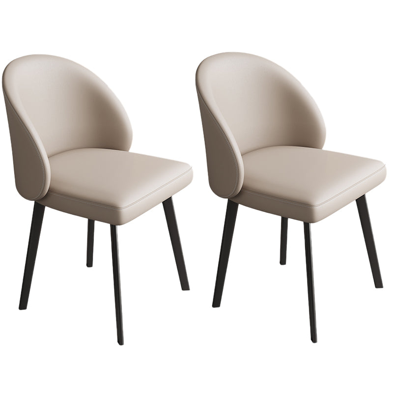 Modern Armless Dining Chairs Black Solid Wood and Metal Frame Side Chair