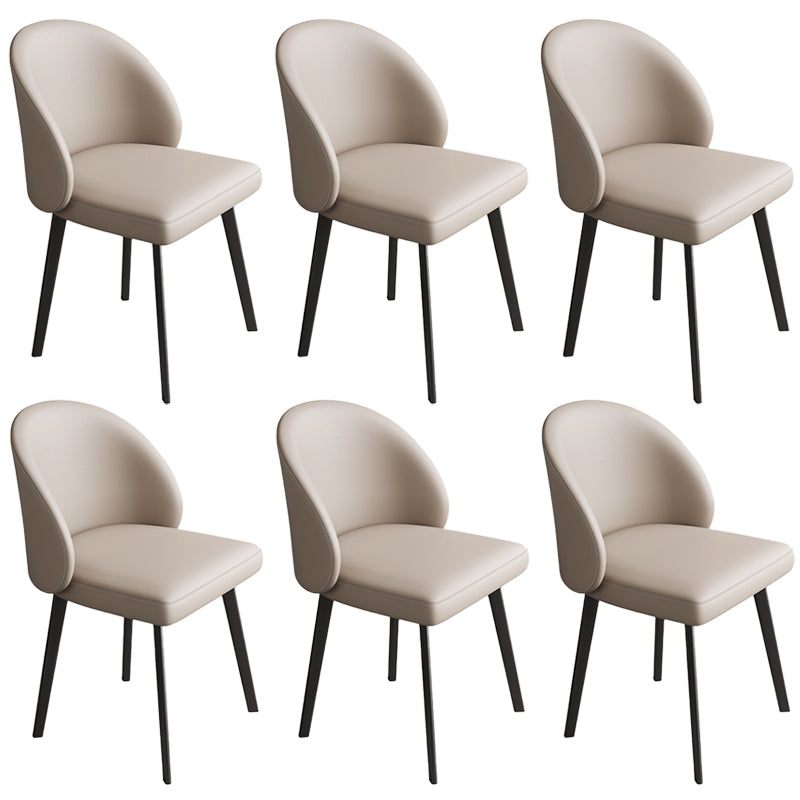 Modern Armless Dining Chairs Black Solid Wood and Metal Frame Side Chair