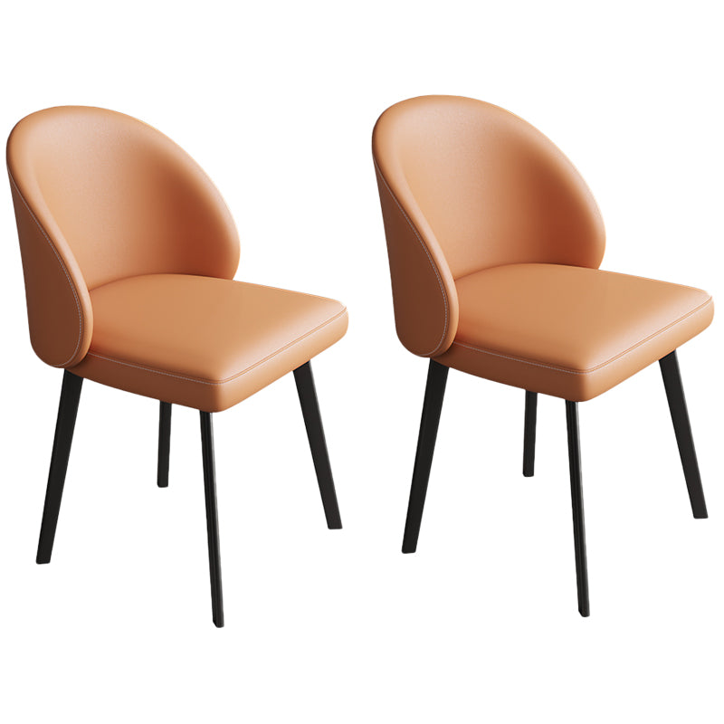 Modern Armless Dining Chairs Black Solid Wood and Metal Frame Side Chair