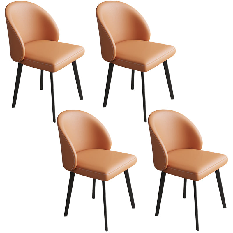 Modern Armless Dining Chairs Black Solid Wood and Metal Frame Side Chair